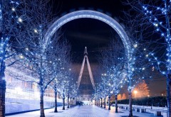Лондонский глаз, колесо обозрения, Лондон, зима, красив…