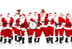 Санта-Клаус, Рождество, часы, колокольчики, на белом фо�…