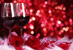 Красное вино и розы романтика