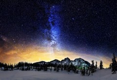 Млечный путь над снежными горами